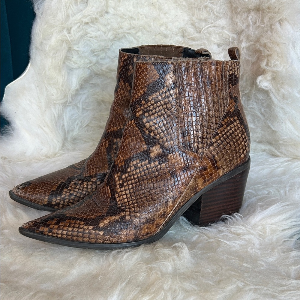 Aldo Brown Snakeskin Ankle Boots